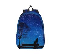 Cxzmnba Wolf In The Moonlight Sac à dos avec sangle réglable, parfait pour le travail, les voyages, l'université, sac tendance, Noir , S, Classique