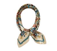 cxzymcln Écharpe de cou 100 % soie de mûrier 53,3 x 53,3 cm petite écharpe carrée pour femme emballée cadeau, Fleur cachemire kaki, 21x21 inches