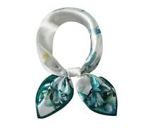 cxzymcln Écharpe de cou 100 % soie de mûrier 53,3 x 53,3 cm petite écharpe carrée pour femme emballée cadeau, blanc fleur, 21x21 inches