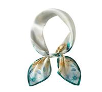 cxzymcln Écharpe de cou 100 % soie de mûrier 53,3 x 53,3 cm petite écharpe carrée pour femme emballée cadeau, Fleur vert clair, 21x21 inches
