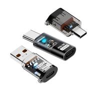CY 3pcs/lot Type-C Smart LED USB-C vers USB3.2 Type-A Adaptateur OTG 10Gbps 40Gbps 120W 240W Données Charge Rapide Testeur Détecteur