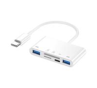 CY 5 en 1 USB C vers 2 USB 3.0 TF Micro SD SDXC SDHC Lecteur de Carte Adaptateur 5Gbps Compatible avec PD 27W pour Ordinateur Portable Tablette Téléphone