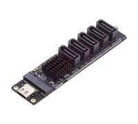 CY Adaptateur 10 Gbit/s USB-C Type-C vers NGFF Key B+M SATA 6 Gbit/s 5 Ports Adaptateur Convertisseur PM Port Multiplicateur Sélecteur JMB575 JMS580