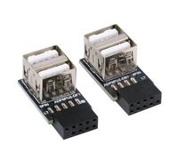 CY Adaptateur 2 pièces/lot, Carte mère 9 Broches 10 Broches, connecteur Femelle vers Double USB 2.0 Femelle, Type Horizontal