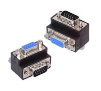 CY Adaptateur 2 pièces/lot coudé vers Le Haut et vers Le Bas à 90 degrés VGA RGB HDB 15 Broches Type à vis mâle vers Femelle Type écrou Adaptateur d'extension économiseur de Port pour écrans