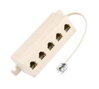 CY Adaptateur 5 prises 6P4C RJ11 RJ12 pour téléphone, prise modulaire, adaptateur répartiteur de ligne, beige, 1 entrée, 5 sorties