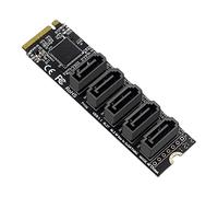 CY Adaptateur convertisseur NGFF NVME M-Key PCI Express vers SATA 3.0 6 Gbit/s 5 Ports, Carte d'extension de Disque Dur JMB585 2280