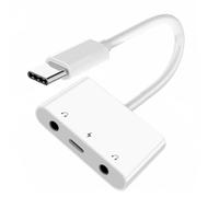 CY Adaptateur de charge USB C vers double audio AUX et micro 3,5 mm avec adaptateur de charge d'alimentation PD compatible avec ordinateur portable, tablette, téléphone