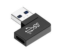 CY Adaptateur de données USB-C type C femelle vers USB 3.0 A mâle plat horizontal à 90 degrés coudé à gauche pour ordinateur portable de bureau