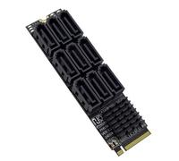 CY Adaptateur NGFF NVME M-Key PCI Express M.2 vers 9 Ports SATA 3.0 6 Gbit/s, Carte d'extension de Disque Dur 2280 pour Ordinateur NAS
