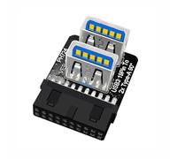 CY Adaptateur USB 3.0 Type-A Femelle Double coudé vers Carte mère 20/19 Broches, 10 Gbit/s, Format Vertical, Angle de 90°.