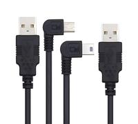 CY Câble 2 pièces/lot Mini USB Type B coudé à gauche et à droite 5 broches mâle 90 degrés vers USB 2.0 mâle câble d'alimentation et de données 50 cm