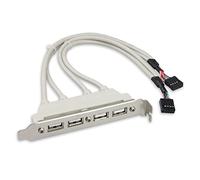 CY Câble 4 ports USB 2.0 femelle vers carte mère 9 broches 10 broches avec support PCI-E