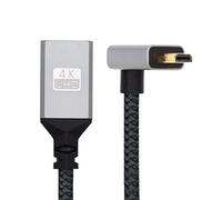 CY Câble 4K Micro HDMI 1.4 mâle de type D coudé vers le haut à 90 degrés sur prise HDMI - Câble d'extension pour caméra DV MP4, ordinateur portable DC, HDTV