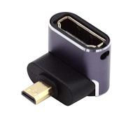 CY Câble 8K vers le bas coudé Micro HDMI mâle vers HDMI 2.1 femelle UHD Adaptateur convertisseur or prend en charge 8K 60Hz HDTV