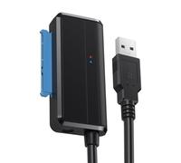 CY Câble adaptateur Type-A USB 3.0 vers SATA 7+15 22 broches, connecteur coudé 5 Gbit/s pour disque dur SSD 2,5 pouces et 3,5 pouces (nécessite une alimentation 12 V)