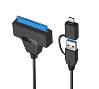 CY Câble adaptateur USB 3.0 USB-C Type-C et Type-A double connecteur vers SATA 22 broches pour disque dur SSD 2,5 pouces, 5 Gbit/s, pour ordinateur portable