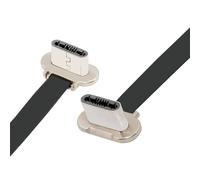 CY Câble Cable 2.0 ultra-fin et plat à double angle de 20 cm, avec alimentation et données USB-C (65 W), charge rapide pour, tablette et téléphone.