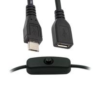 CY Câble câble Micro USB2.0 avec interrupteur marche/arrêt Micro 5 broches mâle à femelle pour lampe de bureau DC 5V ventilateur caméra