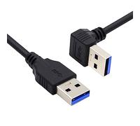 CY Câble coudé, USB 3.0 Type-A mâle vers droit 3.0 Type-A mâle 5 Gbit/s, câble coudé à 90 degrés vers le bas, 40 cm