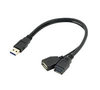 Cy Câble d¿Extension Y de Données et d¿Alimentation - Câble Usb 3.0 Mâle vers 2 câbles Usb Femelles - Pour Disque Dur Mobile - 6,3 cm - Noir