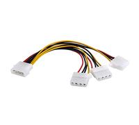 CY Câble d'alimentation broche IDE 4 mâle vers 3 femelle répartiteur Y 1 vers 2 câble d'extension 12 V + 5 V