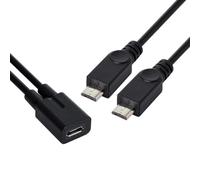 CY Câble d'alimentation et de charge Cable Micro USB femelle vers double Micro USB mâle