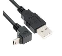 CY Câble d'alimentation et de données Mini USB 2.0 5 broches type B mâle coudé à 90° vers USB 2.0 type A mâle 480 Mbps pour ordinateur, appareil photo(coudé vers le bas, 0,5m)