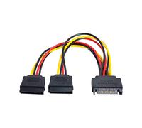 CY Câble d'alimentation SATA 15 broches - Câble de puissance pour disque SATA - Mâle vers double femelle - Répartiteur Y - Câble d'extension 1 à 2 - 12V+5V