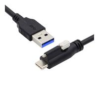 CY Câble d'alimentation USB 3.1 Type-C verrouillable vers USB 3.0 Type-A pour appareil photo avec connecteur à vis pour montage sur panneau unique (200 cm)