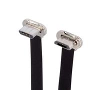 CY Câble de charge de données plat ultra-fin Micro USB 2.0 mâle vers Micro USB mâle 5 broches 16 cm connecteur coudé à 90 degrés