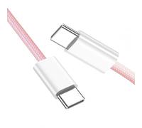 CY Câble de données USB-C Type C mâle vers mâle PD 27 W 65 W Alimentation 480 Mbps Manchon blanc pour téléphone, tablette et ordinateur portable (couleur rose 0,2 m)