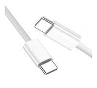 CY Câble de données USB-C Type C mâle vers mâle PD 27 W 65 W Alimentation 480 Mbps Manchon blanc pour téléphone, tablette et ordinateur portable (couleur argent 0,2 m)