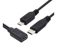 CY Câble d'extension de charge répartiteur USB-C femelle vers USB-C type C USB 3.1 et micro USB mâle