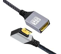 CY Câble d'extension HDTV 8K Type-C Mini HDMI 2.1 mâle coudé à 90 degrés vers HDMI femelle pour caméra DV, ordinateur portable, moniteur