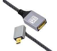 CY Câble d'extension HDTV 8K Type-D Micro HDMI 2.1 mâle coudé à 90 degrés vers HDMI femelle pour caméra DV, ordinateur portable, moniteur