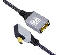 CY Câble d'extension HDTV 8K Type-D Micro HDMI 2.1 mâle coudé à 90 degrés vers HDMI femelle pour caméra DV, ordinateur portable, moniteur portable