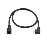 Cy Câble D'Extension Micro Usb 2.0 Mâle Vers Micro Usb 2.0 Femelle Gauche Et Droite Coudé À 90 Degrés Connexion Broche Complète 0,5 M
