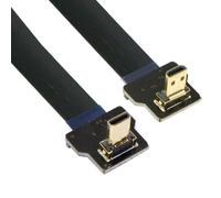 CY Câble d'extension plat FPC 1080p Cord ultra fin, coudé vers le bas, micro HDMI mâle vers le haut, pour photographie aérienne FPV HDTV multicopter D2-D3 (50 cm)