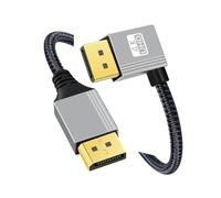 CY Câble DisplayPort DP vers DP coudé à gauche Câble 4K 60 Hz Manchon argenté Ultra-HD UHD 90 degrés pour moniteur d'ordinateur portable de bureau Carte graphique (200 cm)