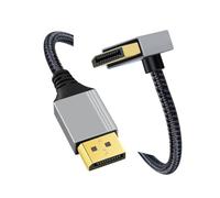 CY Câble DisplayPort DP vers DP coudé vers le haut Câble 4K 60 Hz Gaine argentée Ultra-HD UHD 90 degrés pour moniteur d'ordinateur portable de bureau Carte graphique (200 cm)