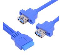 CY Câble double port USB 3.0 femelle type A vers carte mère 20 broches 19 broches 50 cm