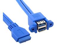 CY Câble empilable USB 3.0 femelle type panneau vers carte mère 20 broches câble double ports 50 cm