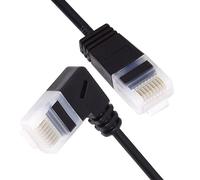 CY Câble Ethernet Cat6 ultra fin RJ45 coudé à gauche UTP Cordon de raccordement 90 degrés Cat6a LAN pour ordinateur portable, routeur, TV Box