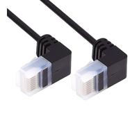 CY Câble Ethernet Cat6 ultra fin RJ45 coudé vers le bas 25 cm UTP Cordon de raccordement 90 degrés Cat6a LAN pour ordinateur portable, routeur, TV Box