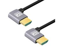 CY Câble HDMI 2.1 Câble HDTV ultra fin 8K 4K Cordon ultra flexible mince coudé à gauche vers coudé à gauche à 90 degrés Type-A pour ordinateur HDTV (50 cm)