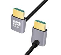 CY Câble HDMI 2.1 Câble HDTV ultra fin 8K 4K Cordon ultra flexible ultra fin coudé vers le bas vers le haut à 90 degrés Type-A pour ordinateur HDTV (50 cm)