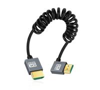 CY Câble HDMI 2.1 mâle vers HDMI mâle 8K 60 Hz Câble spiralé extensible coudé à 90 degrés pour moniteur d'ordinateur portable HDTV