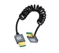 CY Câble HDMI 2.1 mâle vers HDMI mâle 8K 60 Hz Câble spiralé extensible coudé à 90 degrés pour moniteur d'ordinateur portable HDTV