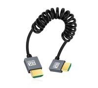 CY Câble HDMI 2.1 mâle vers HDMI mâle 8K 60 Hz Câble spiralé extensible coudé à gauche à 90 degrés pour moniteur d'ordinateur portable HDTV